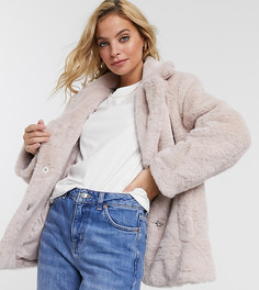 Бледно-розовое пальто из искусственного меха New Look Petite-Розовый