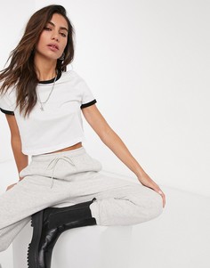 Черно-белая футболка с отделкой Topshop-Белый