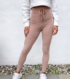 Бежевые леггинсы в рубчик Miss Selfridge Petite-Коричневый