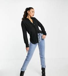 Черная однотонная рубашка на пуговицах New Look Tall-Черный