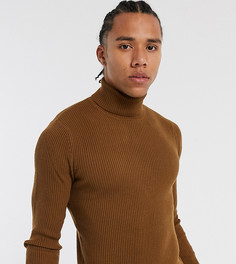 Коричневая облегающая водолазка в рубчик ASOS DESIGN Tall-Коричневый