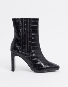 Черные ботильоны с крокодиловым рисунком ASOS DESIGN-Черный