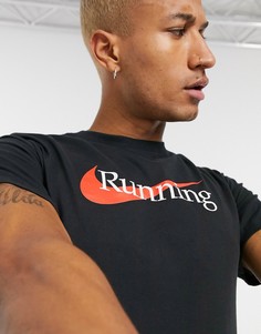 Черная футболка с логотипом Nike Running essential-Черный