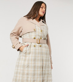 Тренч в клетку Fashion Union Plus-Мульти