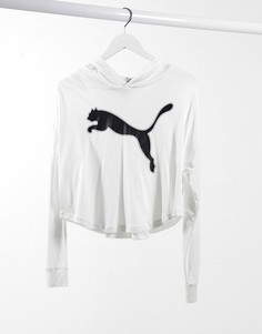 Худи-накидка белого цвета с большим логотипом Puma-Белый