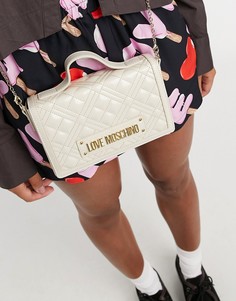 Стеганая сумка кремового цвета Love Moschino-Кремовый