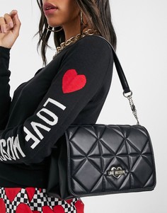 Черная стеганая сумка на плечо Love Moschino-Черный