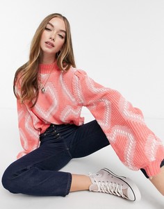 Свободный джемпер с узорами в виде сердец Wednesdays Girl-Красный