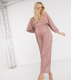 Плиссированный комбинезон с рукавами-кимоно ASOS DESIGN Maternity-Розовый