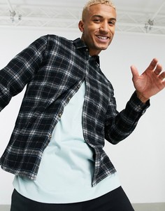 Черная рубашка в клетку с добавлением шерсти ASOS DESIGN-Черный