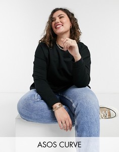 Присборенный свитшот ASOS DESIGN Curve-Черный