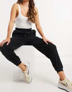 Черные флисовые джоггеры с завязкой ASOS DESIGN-Черный