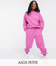 Розовый спортивный oversized-костюм из свитшота и джоггеров ASOS DESIGN Petite