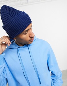 Шапка-бини в стиле oversized темно-синего цвета ASOS DESIGN-Темно-синий