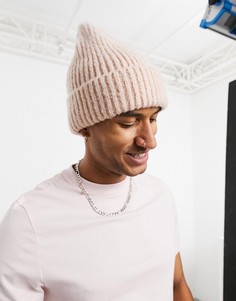 Розовая шапка-бини в стиле oversized от ASOS DESIGN-Розовый
