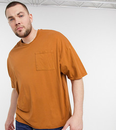 Оранжевая футболка в стиле oversized с карманом ASOS DESIGN Plus-Бежевый