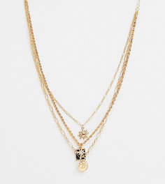 Золотистое ярусное ожерелье с полудрагоценным камнем и подвесками в виде созвездий Reclaimed Vintage inspired-Золотой