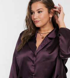 Сливовая легкая атласная блузка ASOS DESIGN Curve-Белый