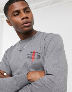 Серый свитшот с круглым вырезом и логотипом Diesel UMLT-Willy