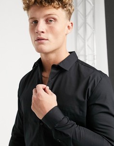 Черная строгая рубашка с длинными рукавами River Island-Черный