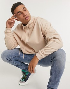 Бежевый свитшот в стиле oversized с воротом-трубой ASOS DESIGN-Серый
