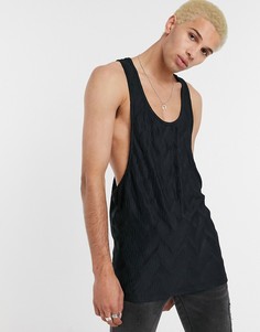 Черная плиссированная майка-борцовка ASOS DESIGN-Черный