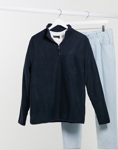 Темно-синий флисовый свитшот с короткой молнией ASOS DESIGN