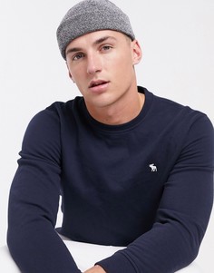 Темно-синий свитшот с круглым вырезом и логотипом Abercrombie & Fitch