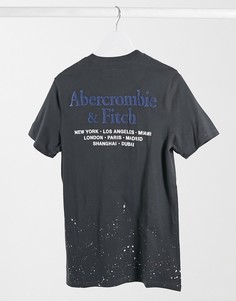 Черная футболка с принтом и логотипом на спине Abercrombie & Fitch-Черный