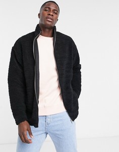 Черная плюшевая oversized-куртка ASOS DESIGN-Черный