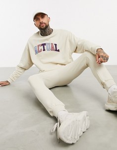 Спортивный костюм в стиле oversized с логотипом ASOS Actual-Бежевый