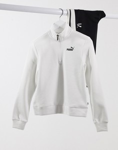 Белый свитшот с молнией на вороте Puma