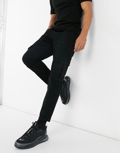 Черные джинсы с карманами карго ASOS DESIGN-Черный