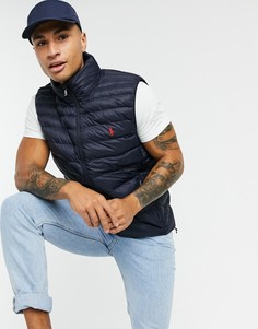 Темно-синий дутый жилет из переработанного нейлона с логотипом Polo Ralph Lauren player
