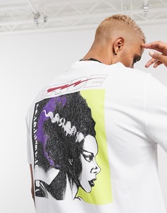 Белая свободная футболка с принтом ASOS DESIGN Bride of Frankenstein-Черный