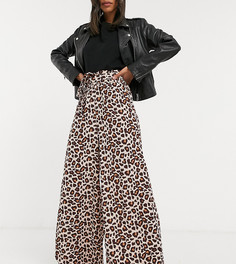 Широкие брюки с леопардовым принтом и поясом Verona-Коричневый