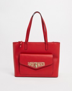 Большая красная сумка-тоут Love Moschino-Красный