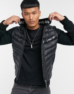 Черный блестящий пуховик Schott