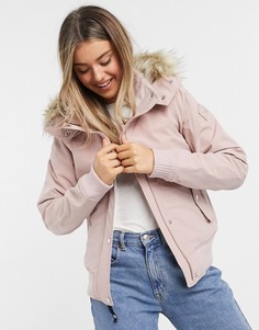 Розовая куртка из искусственного меха с капюшоном Hollister-Розовый