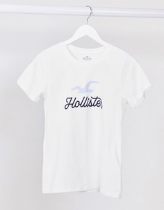 Футболка с круглым воротом и логотипом Hollister-Белый