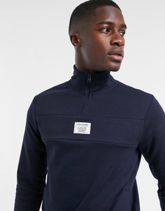 Темно-синий свитшот с воротом 1/4 на молнии Jack & Jones Core