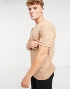 Светло-коричневая свободная oversized-футболка Selected Homme-Светло-коричневый