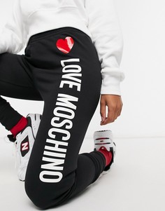 Черные джоггеры с логотипом на бедре Love Moschino-Черный