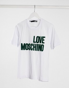 Белая футболка с логотипом Love Moschino-Белый