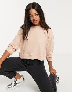 Светло-коричневый свитшот в рубчик с круглым вырезом Miss Selfridge