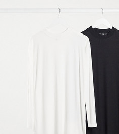 Белый лонгслив в рубчик с разрезами по бокам ASOS DESIGN Tall