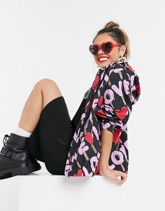 Черная куртка с капюшоном и разноцветными логотипами Love Moschino-Черный