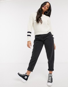 Джемпер цвета слоновой кости с рукавами в полоску Brave Soul-Кремовый