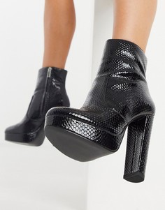 Черные лакированные ботильоны на платформе Aldo-Черный