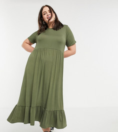 Свободное платье мини цвета хаки Yours-Зеленый